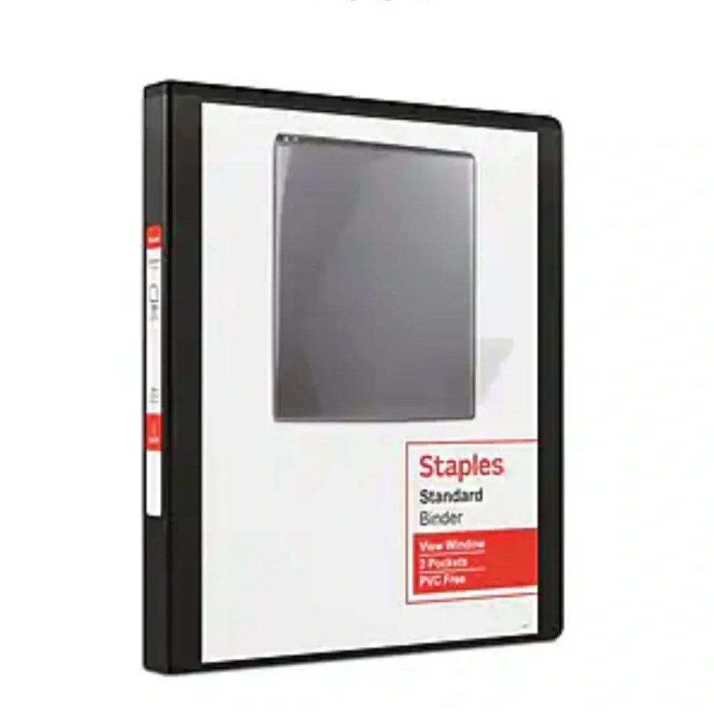 NWT Staples Standard 1/2” Hard Binder with two internal pockets